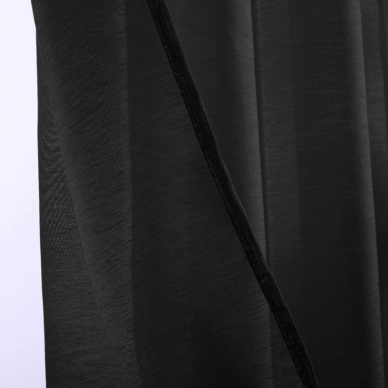 DONREN Black Semi Sheer Curtains Bedroom Home Decoration Solid Voile Panels with Ring Top 52 Wide x 84 Inch Long 2 Panels - Image 5